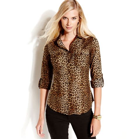 michael kors leopard blouse|Michael Kors ladies tops.